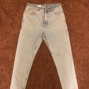 High waisted light wash mom jeans